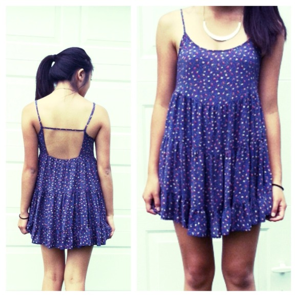 TRADED Casual Blue noodle strap low-back dress - Picture 1 of 1