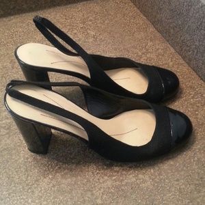 FINAL SALE Kate Spade black linen and patent