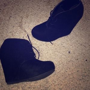 Nwt black wedge booties