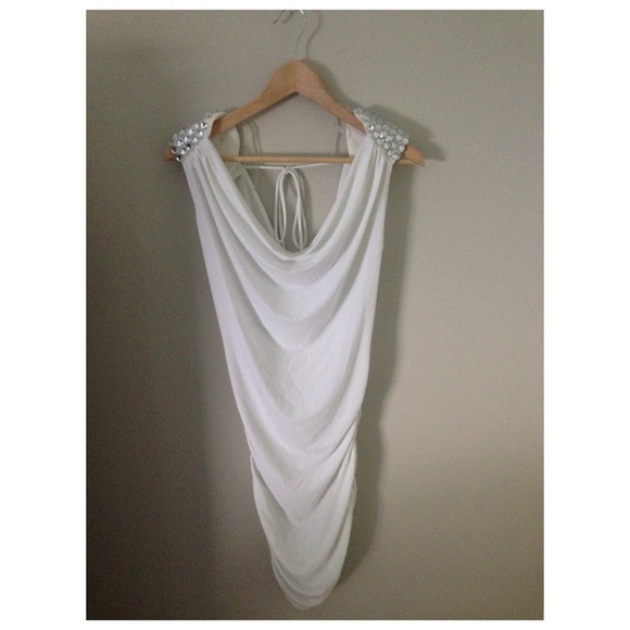 White Jewelled Backless Bodycon Dress