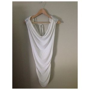 White Jewelled Backless Bodycon Dress