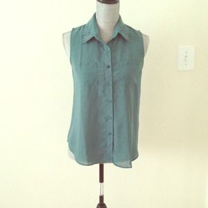 Teal Peter Pan Lace Collared Tank Top