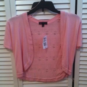 NWT Pink Sweater Shrug w Details on Back