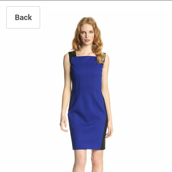 T Tahari 'torrence' color block square neck sheath