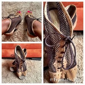 Studded Net Lace Up Bootie