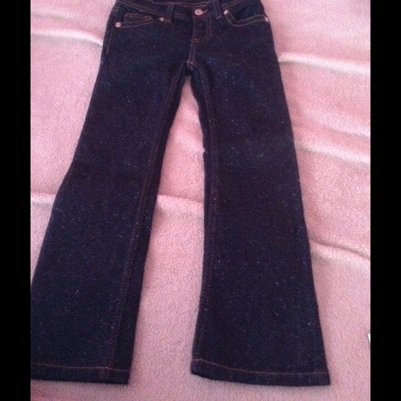 dark blue jeans with glitter. Size 5 girls.
