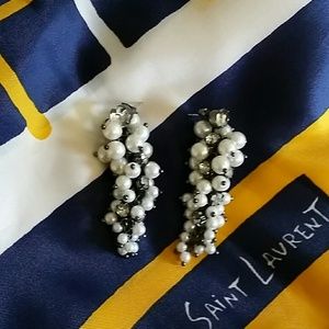Pearls and rhinestone Drop Earrings