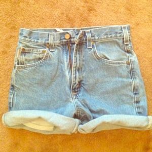 Hand cut high rise hipster jean shorts