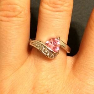 Pink and silver fashion ring