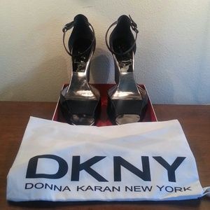 CLOSET CLEARANCE **DKNY ankle strap wedges.