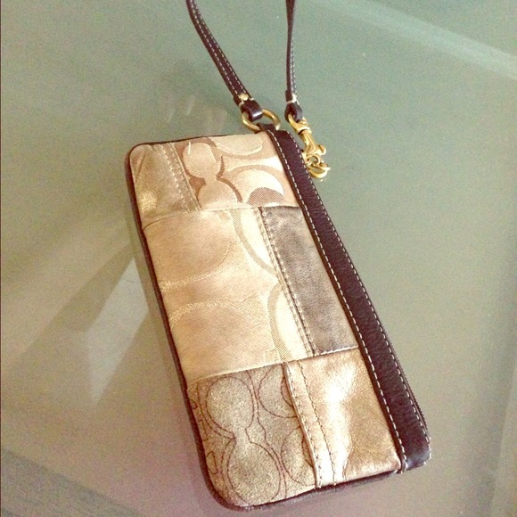 SOLD...Coach Wristlet leather and suede
