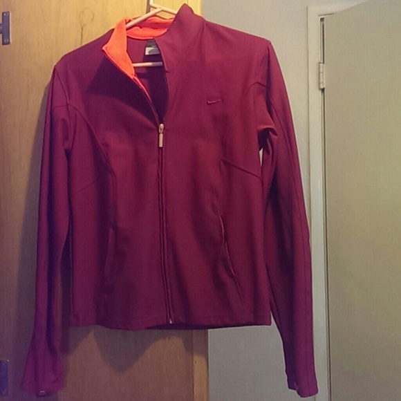 Nike Outerwear - Maroon Nike Jacket Dri Wic Fabric collar or/red M