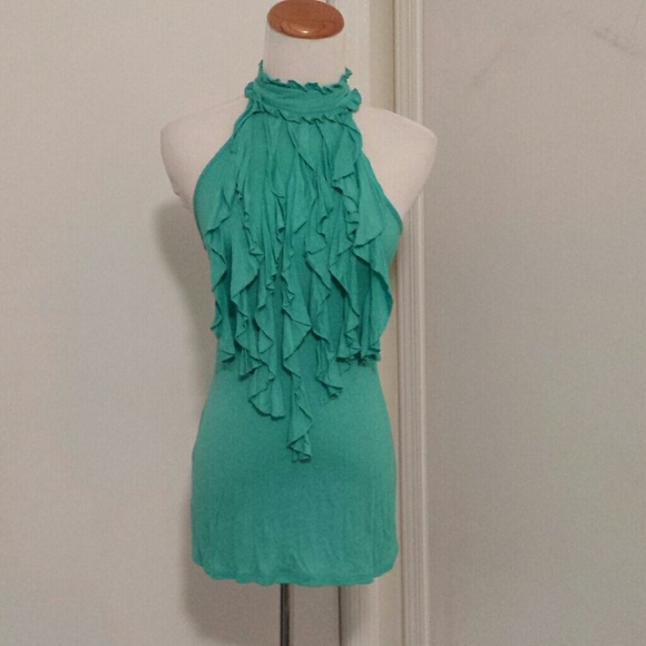 XOXO TEAL HALTER TOP.