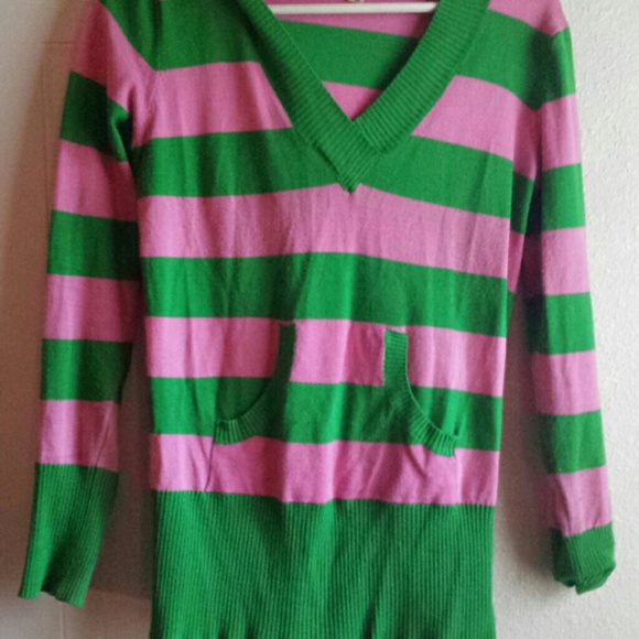 Pink & Green hooded sweater