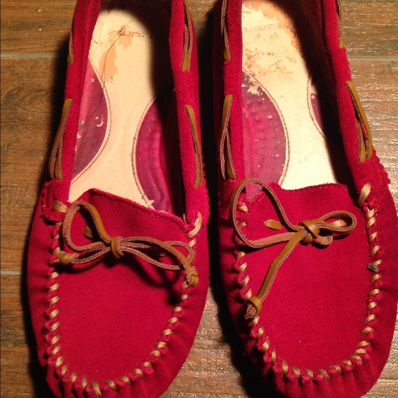 Red Suede Moccasin shoes