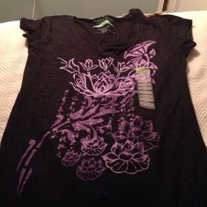 Black shirt with purple design