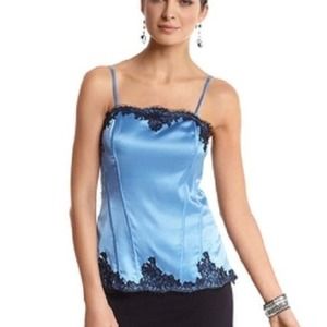 WHBM cami size Medium light blue, black lace