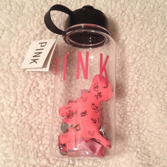 VS PINK water bottle w/ pink mini dog