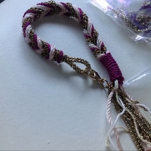 Set of 8: gold chain silk thread Indian bracelet