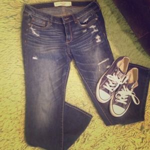 A&F slightly ripped skinny jeans