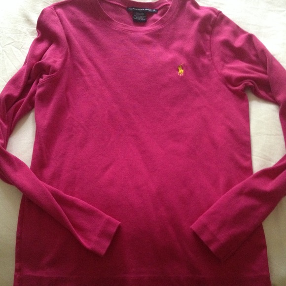 💗💗Polo Ralph Lauren hot pink long sleeved shirt