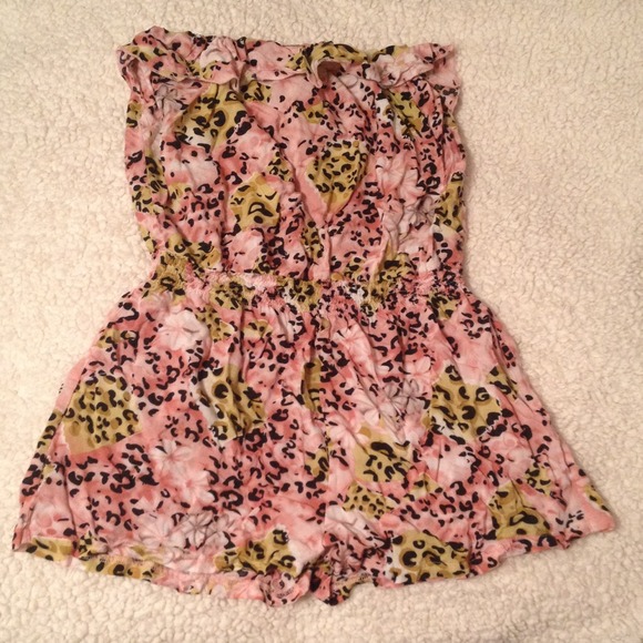 Rue21 pink & yellow leopard print romper