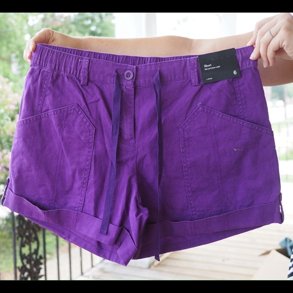 New Purple linen shorts from New York & Co.