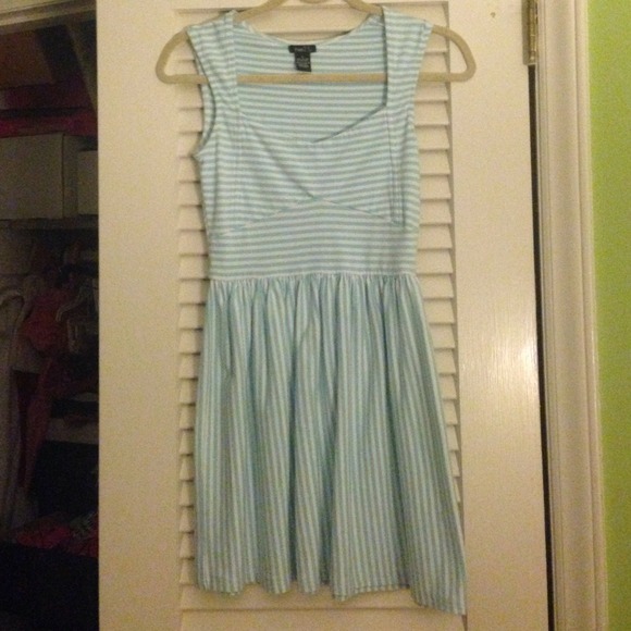 Blue and white striped dress