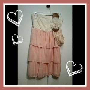 Peach dress with belt