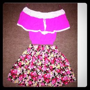 Forever 21 floral skater skirt