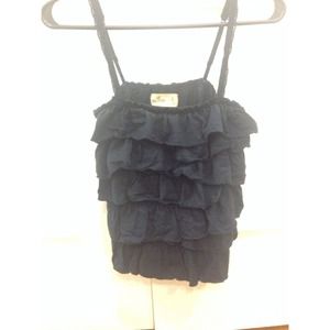Ruffled Navy Blue Hollister Tank