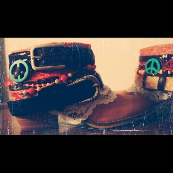 Upcycled Boho booties. Size 8