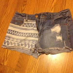 forever 21 tribal denim high waisted shorts