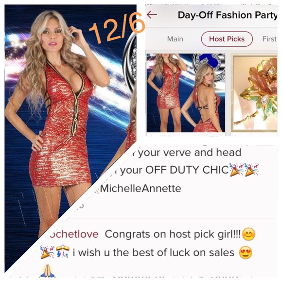 ️HP  Open Back  Red metallic little Dress