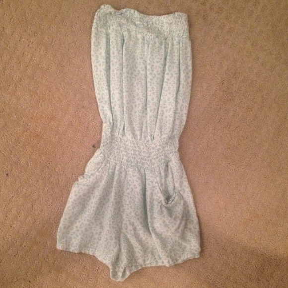 mint green and white romper