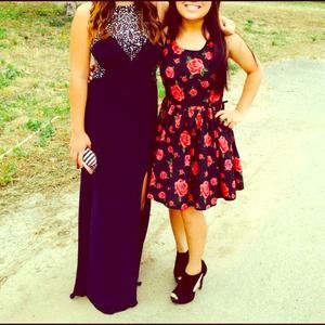 REDUCED dark blue prom dress jewel neck