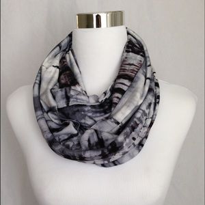 Handmade infinity scarf in grey paradise tie dye