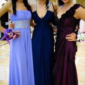 Navy Blue Backless Prom Dress