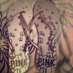 PINK Peace Sign Flip Flops