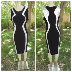 Black & silver body con dress