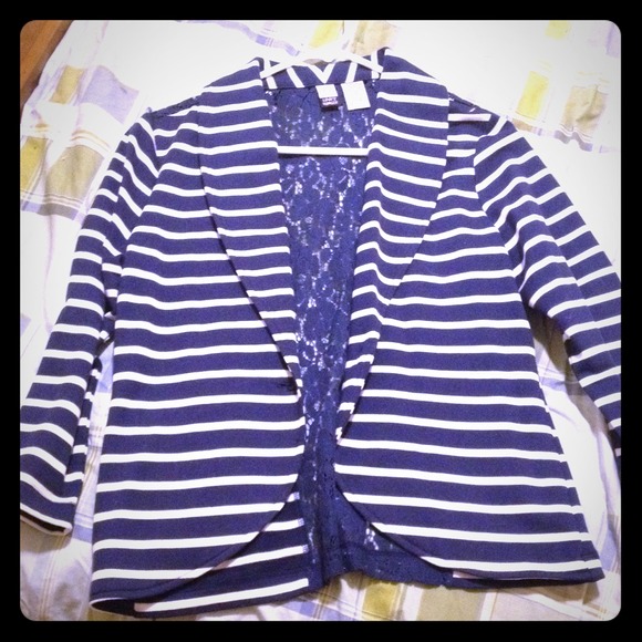 Blue and white back laced blazer - Picture 1 of 4