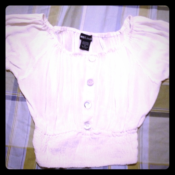 Cream fitted crop top - Picture 1 of 3