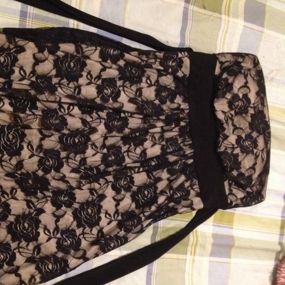 Tan black laced dress