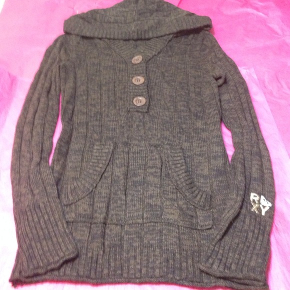 Adorable Brown Knit Roxy Sweater/Hoodie
