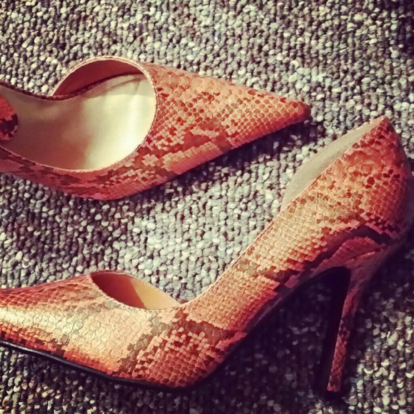 Shimmery snakeskin heels