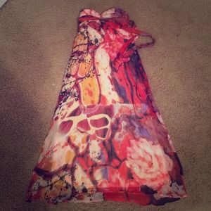 Xhilaration long strapless flower print dress