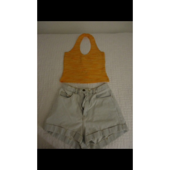 Orange Stretch Halter Crop Top