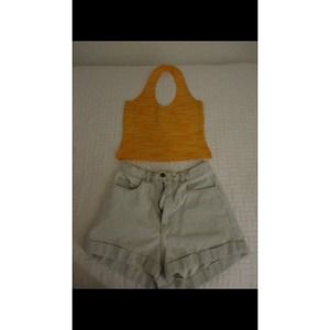 Orange Stretch Halter Crop Top