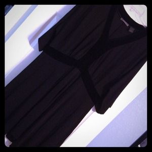 Black Dress with Velvet Accents