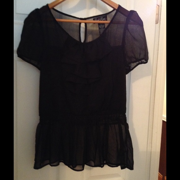 Sheer Black Ruffled Blouse
